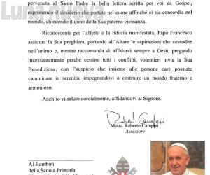 Salbertrand, il Papa scrive alla scuola dopo le parole di Gospel