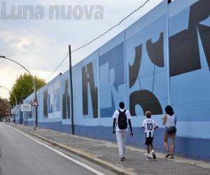 Grugliasco, Rosa Chemical ridà colore ad un muro di periferia