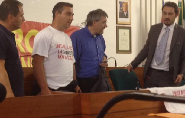 La protesta Sandretto in municipio