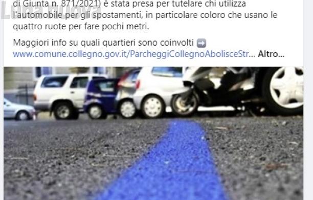 Collegno, le strisce blu non esistono ma diventano gratis