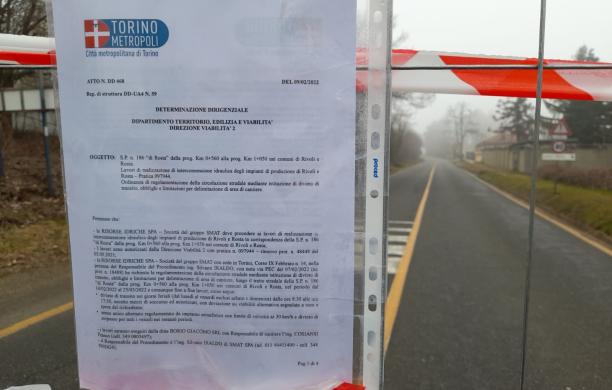 Strada chiusa tra Rivoli e Rosta fino al 25 marzo