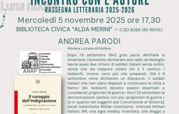 "Il coraggio dell'indignazione" mercoledì all'Unitre di Rivoli