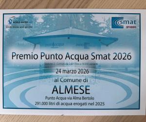 Punto Acqua Smat: Almese premiata coi suoi 291mila litri