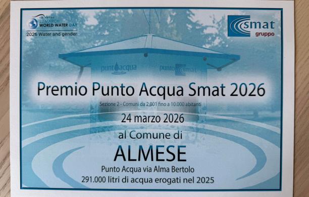 Punto Acqua Smat: Almese premiata coi suoi 291mila litri