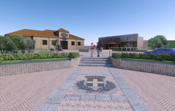 Il rendering di come apparir&agrave; la nuova piazza centrale del paese